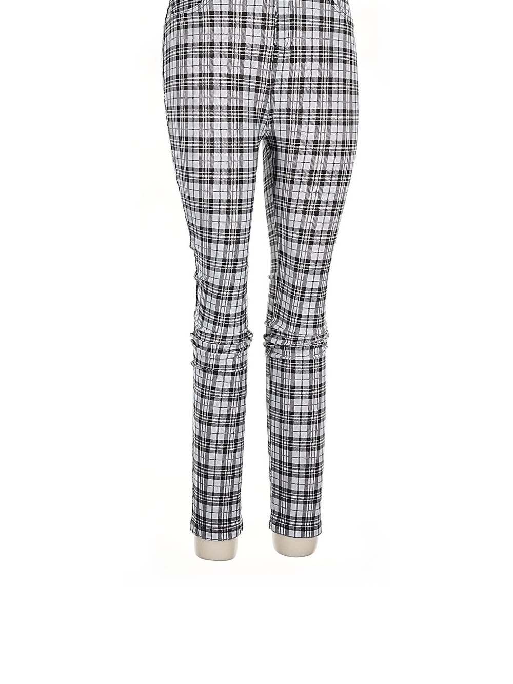 Labijou Plaid Slim Fitted High Rise Womens Pants Black Gray Soft Pink Large